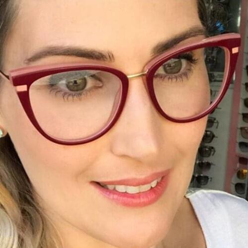 New Vintage Anti-blue Cat Eye Glasses Frame Women Fashion TR90 Optical Transparent Eyeglasses Female Spectacles Oculos Feminino