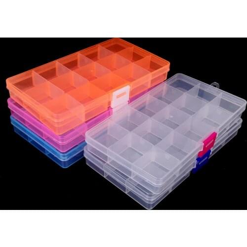 New Arrival 15 Slots Eco-Friendly Plastic Square Shaped Household Storage Box Case Home Organizer Earring Jewelry Container