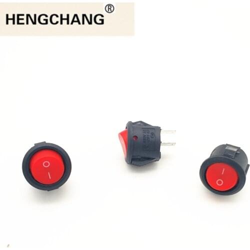 Switch Rocker Circular Power Switch Red Button 6A 250V Panel Openings 20mm Plastic Push Button Switch 2Pin for battery on off