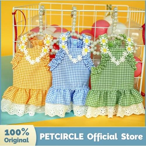 PETCIRCLE Dog Puppy Clothes Mini Plaid Sun Dress Pet Cat Fit Small Dog Spring and Summer Pet Cute Costume Dog Cloth Dog Skirt