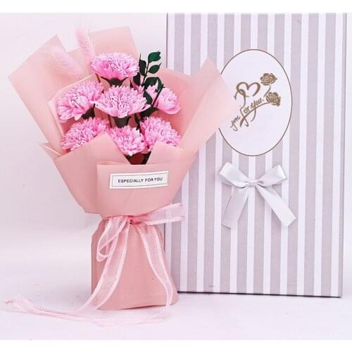 Valentines Day Gifts 7 Soap Flower Carnation with Gift Boxs Birthday for Girlfriend Wife Anniversary Girl Friend Wedding Gift