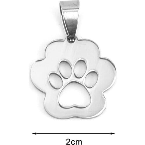 Risul Dog paw charm Pendant small puppy pet ID blank dog tag collar pendant mirror polish stainless steel wholesale 50pcs