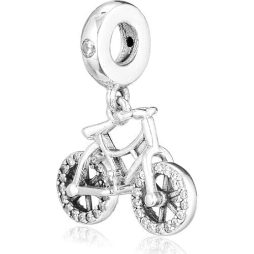 Fits Europe Bracelets beads Brilliant Bicycle Hanging Charm 925 Sterling Silver Bangle Beads DIY Making Fine Jewelry