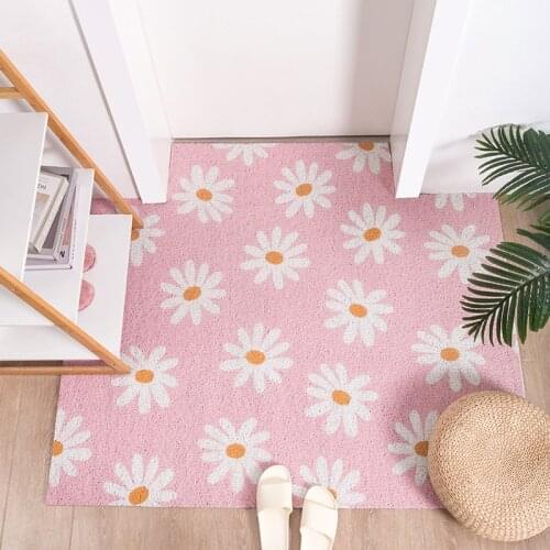 Flower Pattern Doormat Carpet Modern Style Silk Loop Household Floor Mat Carpet Living Room Bedroom Hallway Entrance Door Mats