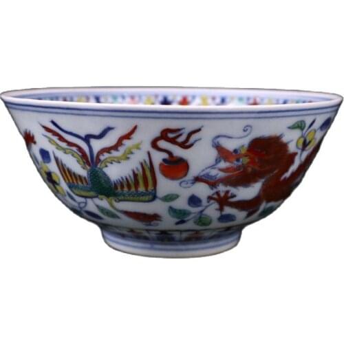 Early Collection of Chinese Bowls with Dragon and Phoenix Patterns