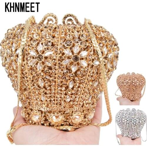 Stylishly Cute Crystal Bags Crown Designer Purse Wedding Prom bags Female pochette Diamond Evening Bags Wristlets SM26