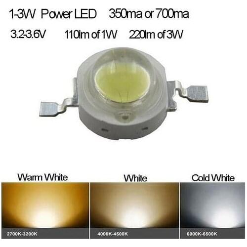 Really High Lumens 3W High Power LED 3.6-3.8V 700mA 220-240lm White 4500K Provide Test Report Fast Shipping