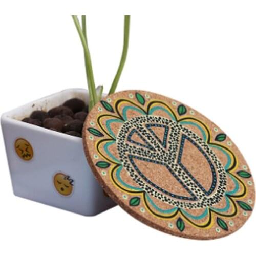 Creative Cork Coaster Insulation Pad Round Anti-scalding Mat Heat-resistant Placemat Durable Printed Casserole Mat For Home