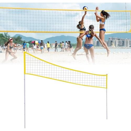 Outdoor Sports Portable Volleyball Net Folding Adjustable Volleyball Badminton Tennis Net With Stand Pole For Beach Grass Park