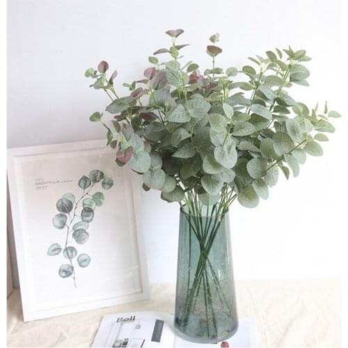 Artificial Leaves Branch Retro Green Silk Eucalyptus Leaf for Home Decor Wedding Plants Faux Fabric Foliage Room Decoration