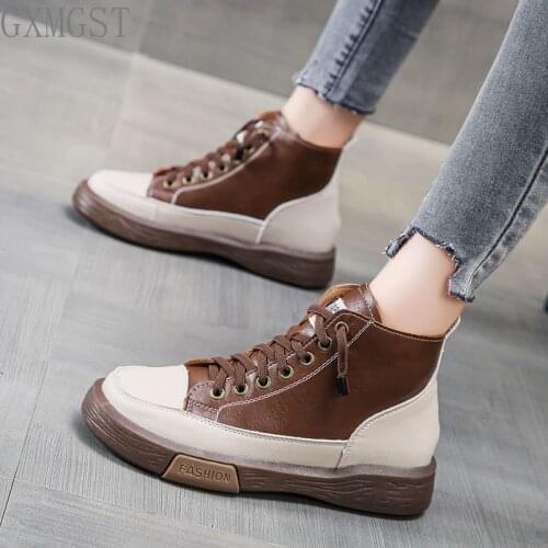Casual Sneakers for Womens Leather Shoes Woman Fashion 2021 Trend Chunky Sneakers Womens Flat Shoes Platform