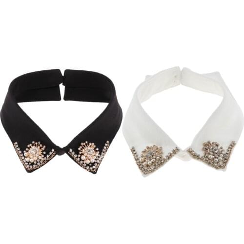 Women Chic Detachable Flower Rhinestones False Shirt Collar Necklace Choker