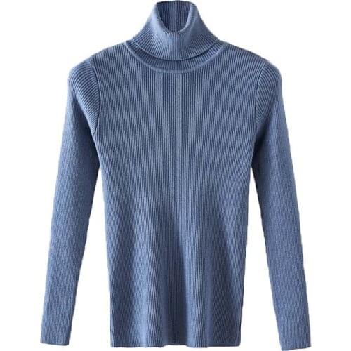 Spring Autumn Women Knitted Turtleneck Sweater Casual Soft Solid Jumper Fashion Slim Femme Elasticity Pullovers