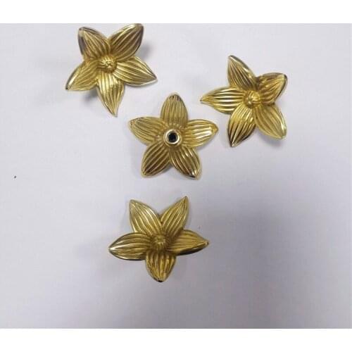 1Pc Gold Five Petal Flower Shaped Retro Drawer Cabinet Door Knob Diy Solid Brass Furniture Handles Home Decoration Drawer Pulls