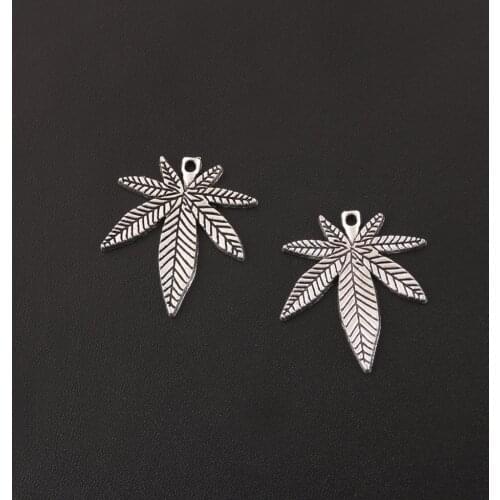 10Pcs Silver Color Ginkgo Biloba Charms Maple Leaf Leaves Pendants Handmade Green Nature Component Jewelry Making Accessorie