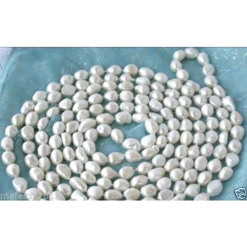 2017 long 8-9mm baroque white freshwater pearl necklaceearring gift