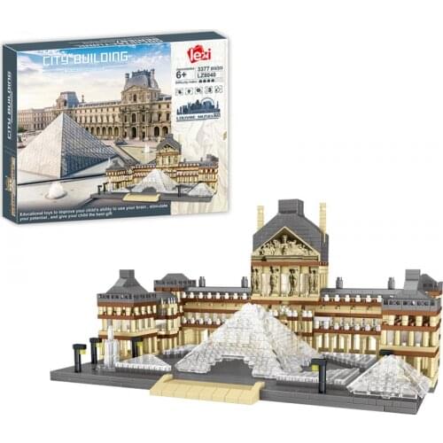 3377Pcs+ Newest France Paris Musee Du Louvre Mini Building Blocks Famous Architecture Museum Diamond Bricks Toy for Children Gif