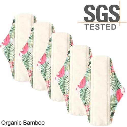 5PCS Reusable Women Bamboo Charcoal Cloth Sanitary Pads Washable Menstrual Pad Leak-Proof Night Sleep Napkin Nappy Towel Pad