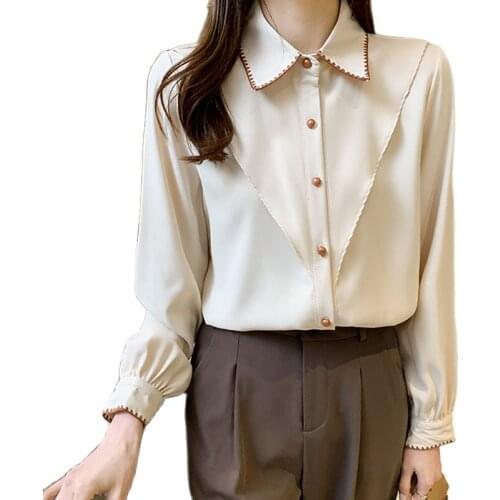 Blusas Mujer De Moda 2021 Button Chiffon Blouse Fashion Women Tops Spring Elegantes Womens Shirts Plus Size Long Sleeve Shirt