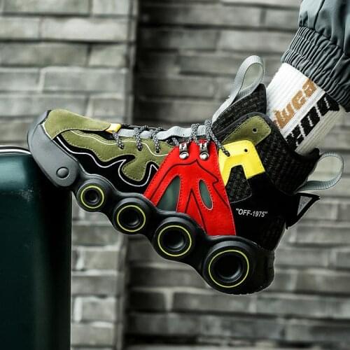 Oversize High Top High Soles Sport Men Sneakers for Men 2021 Mens Sports Shoes Running Man Army Green Tennis Footwear GMB-1948