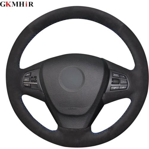 Hand-stitched Black Genuine Leather Suede Anti-slip Steering Wheel Cover For BMW X3 F25 2010-2017 X5 F15 2013-2017