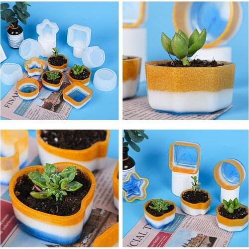 Flower Pot Silicone Mould Resin Concrete Flower Pot Mold Silicone Clay Molds Succulent Flower Pot Mould Candlestick Mold