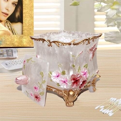 Rose flower Cotton Swab Box Toothpick Holder European Creative Home Furnishing Resin Storage Jar Houseware Desktop Decoration