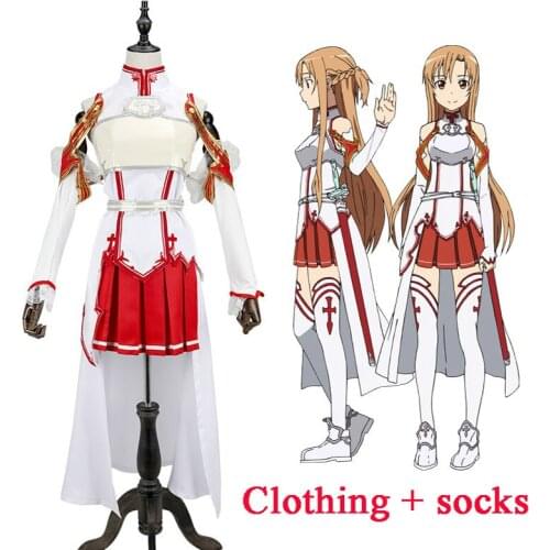 Asuna Cosplay Sword Art Online cosplay SAO Asuna Battle Suit Set Full Halloween Uniform Fancy Dress Adult Womens Clothing