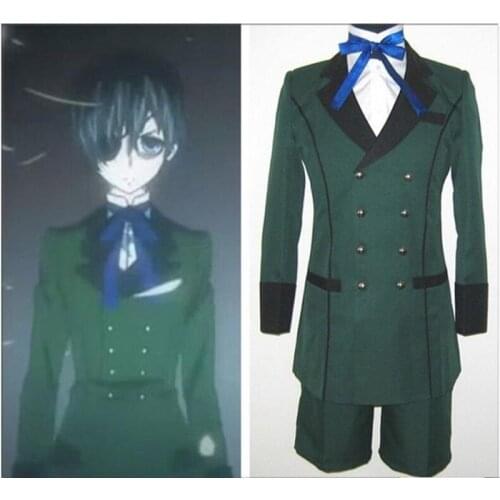 Anime Black Butler kuroshitsuji Ciel Phantomhive Cosplay Costume emboitement Green Party Wear set Halloween Clothing Set