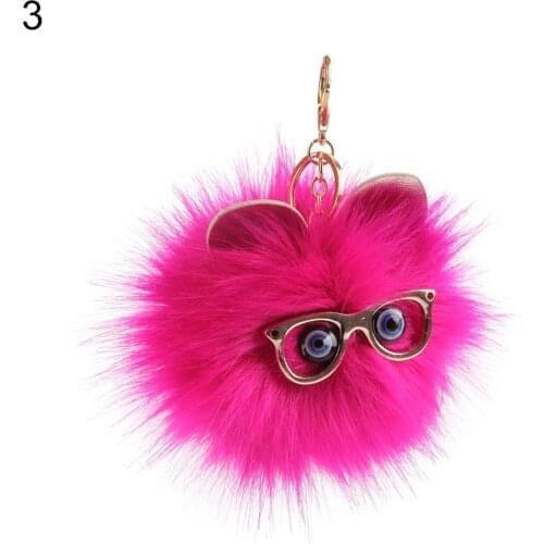 HOT SALES！！！New Arrival Cute Fluffy Owl Pompom Key Ring Holder Keychain Women Car Bag Pendant Ornament Wholesale Dropshippin