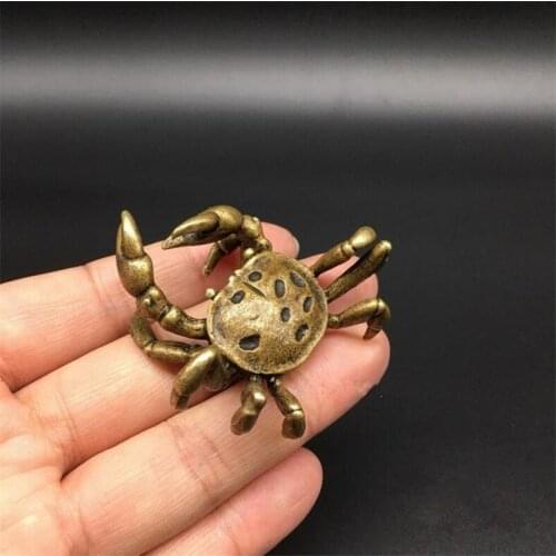 Copper Statue Collectable Chinese Brass Carved Animal Crab Eight Party Money Exquisite Small Statues