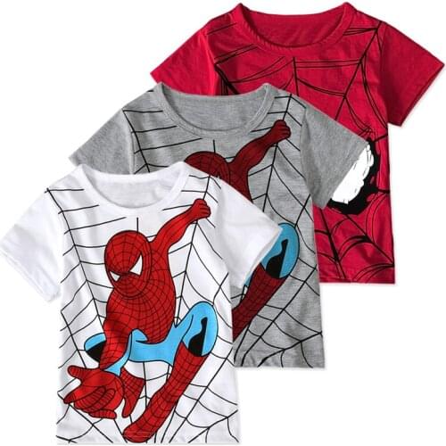 New Style Marvel Avenger Spiderman T-shirt Kawaii Funny Cartoon Print Short-sleeved Clothes Tops for Kids Toddler Baby Clothing