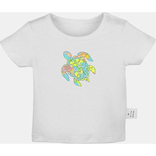 Sea Turtle Cartoon Tortoise Monkey Design Newborn Baby T-shirts Toddler Graphic Solid Color Short Sleeve Tee Tops