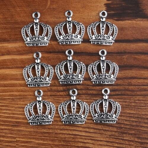 Crowning the world, crown-shaped metal zinc alloy pendant necklace DIY handmade necklace pendant jewelry accessories20*24mm