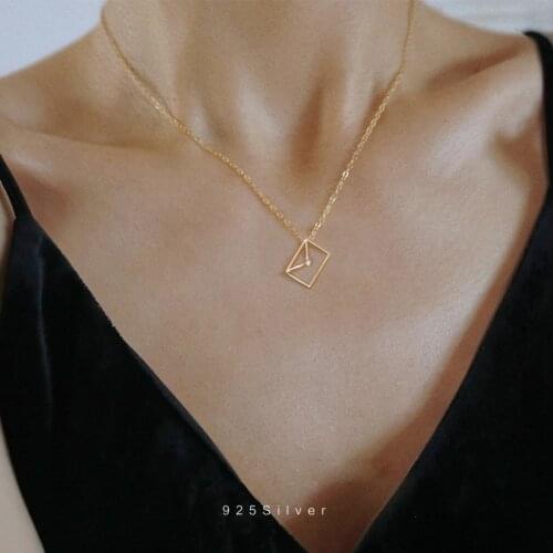 New Design Hollow Empty Envelope Necklace 925 Sterling Silver Pendant Necklaces for Women Lover Letter Pendant Gifts 14k Gold