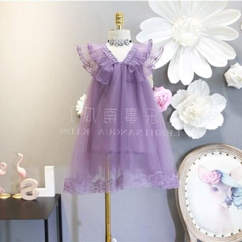 Girl Dresses Children Mesh Princess Dress Baby Girl Lovely Flying Sleeve V-neck Dress Kids Dress for GirlS Vestido Infantil 2-7Y