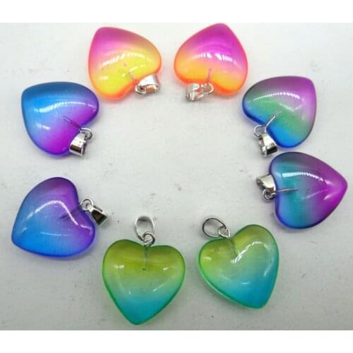 Natural stone Quartz Crystal Turquoises Titanium Crystal Heart-shaped pendant for diy Jewelry making necklace Accessories24PCS