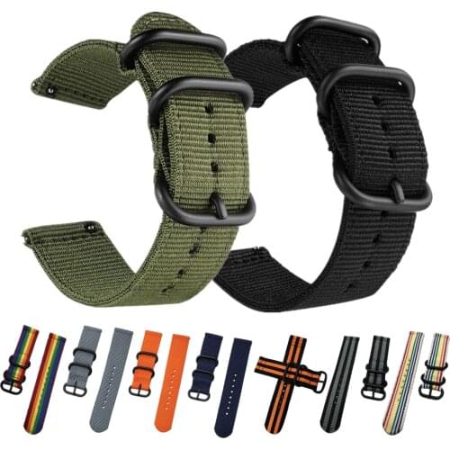 18 20 22 24mm Canvas Nylon Watchband for Huawei GT for Amazfit Bip Replacement Army Sports Band Fabric Buckle Belt Men Women