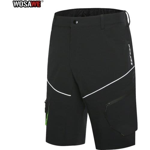 WOSAWE 2021 Summer Loose Mens Cycling Shorts Reflective Waterproof Motorcycle MTB Road Downhill Mountain Bike Shorts