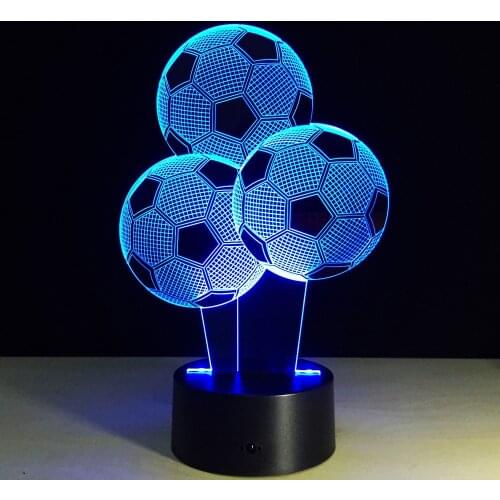 7 Colors Change LED 3D Football Light Soccer Touch Table Bedroom Desk Lamp Decor Birthday Christmas Gift Sports Entertainment