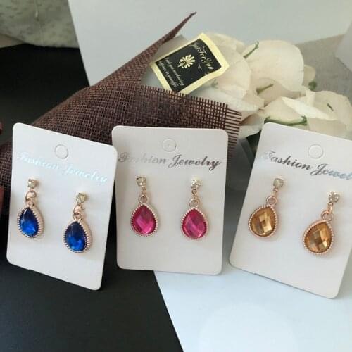 Hot 9 Colors Dangle Brincos Crystal Waterdrop Earrings For Women Girl Gift Jewelry Fashion Earings boucle d'oreille free