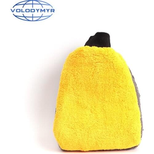 Volodymyr Wash Mitt Microfiber Car Window Cleaner Detailer Orange Soft and Absorbent Detailing Tools for Auto Cleaning Car Wash