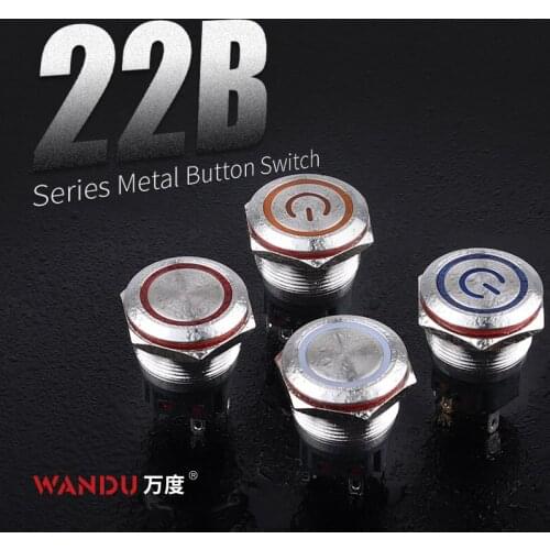WD 22mm Ring light 5A Waterproof Metal Push Button Switch