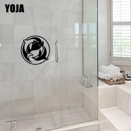 YOJA 25x24.7CM Fun Bathroom Shower Decal Decoration Dolphin Home Decoration Wall Sticker G2-0569