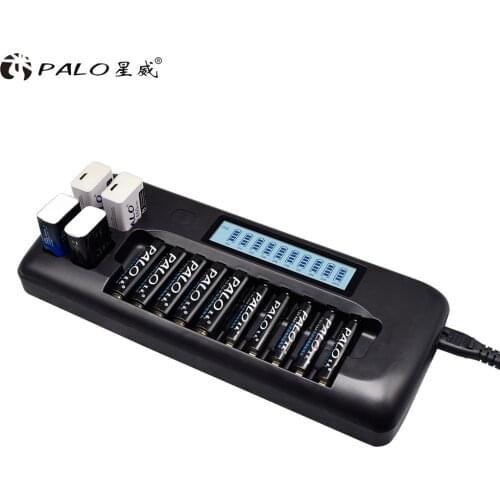 PALO 9V Battery Charger for NI-MH NI-CD LI-ION 9V Battery AA AAA Battery Charger for NI-MH NI-CD 1.2V Rechargeable batteries