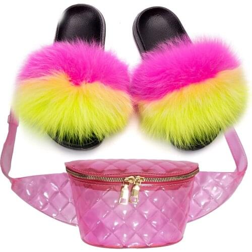 2020 Summer Women Fur Slippers Fashion Sandals For Woman Rubber Sole Shoes Comfortable Female Shoes Casual Footwears