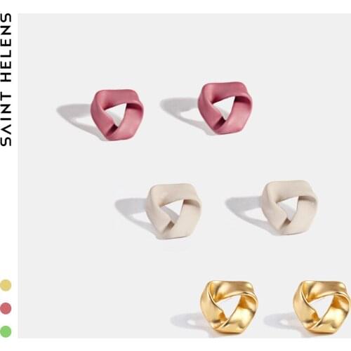 2021 Womens Fashion Geometrical Shape Matte Earrings Cute Personality Hottie Candy Color Mobius Strip Stud Earrings