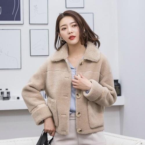 Womens Fur Coat Female Sheep Shearling Fur Korean Jacket Autumn Winter Jacket Women Real Wool Coats Abrigo Mujer MY3506