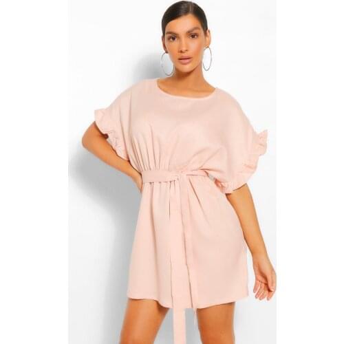 Robe dresses for women 2021 vestidos de verano mini short sleeve lolita dress skirt pink ruffle Strappy boho sexy chiffon dress