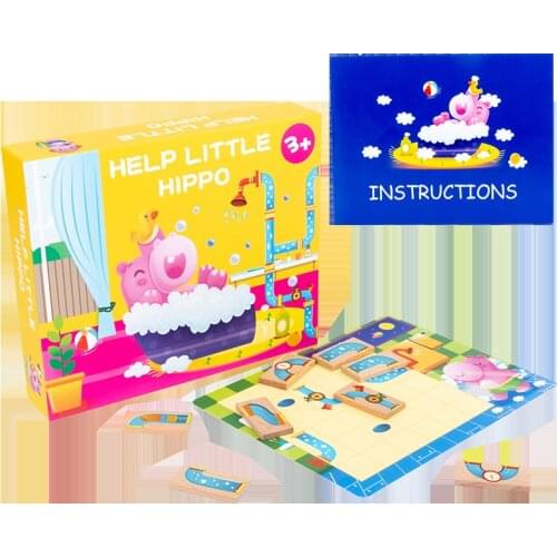 Preschool Kids Early Enlightenment Education Multifunctional Jigsaw Toys Wooden Hippo Bathing Puzzle Training Thinking Logic Toy
